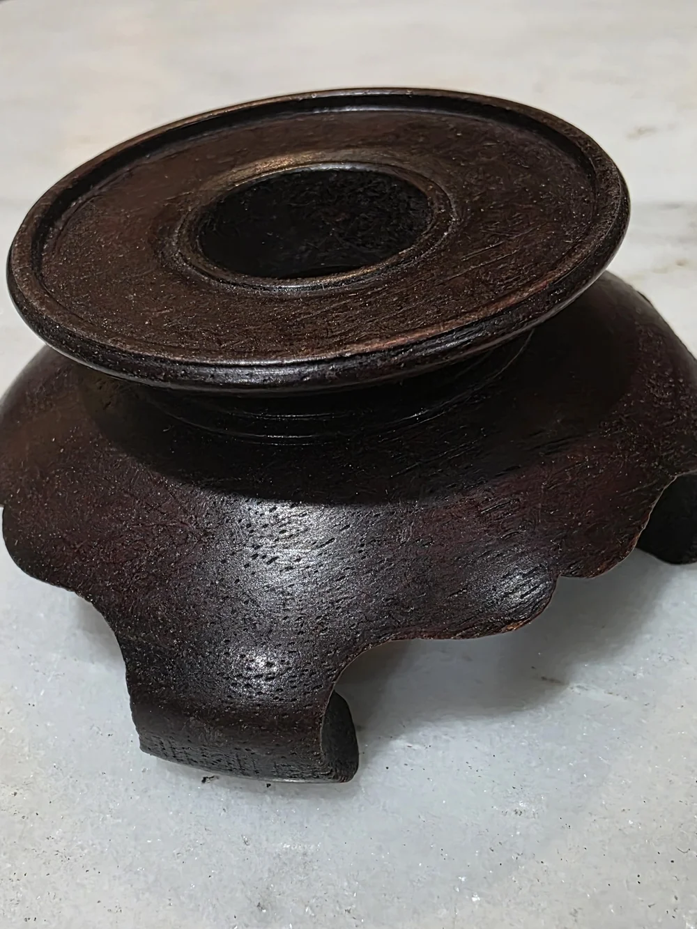 Chinese Nephrite Jade Cylinder Inscribed Character Ornament w/ Wood Stand 55g